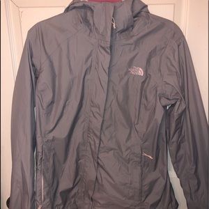 Gray north face rain jacket